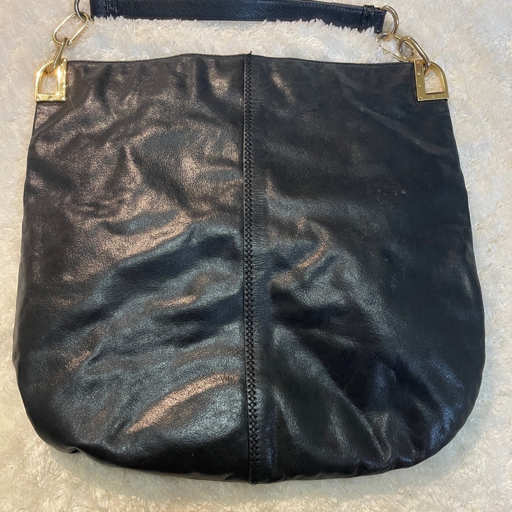 Badgley Mischka Black Shoulder Bag with Gold Accents